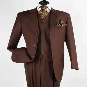 Pleated Suit - Mens Suits With Pleated Pant - Regular Fit Suit - Coco Brown Suit
